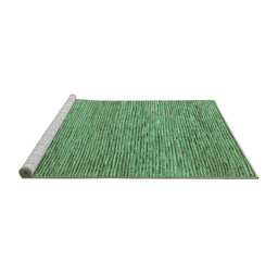 Sideview of Machine Washable Abstract Turquoise Modern Area Rugs, wshabs5581turq