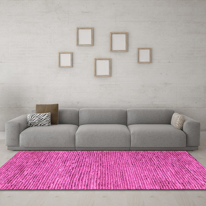 Machine Washable Abstract Pink Modern Rug in a Living Room, wshabs5581pnk