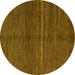 Round Abstract Yellow Modern Rug, abs5582yw