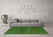 Machine Washable Abstract Green Modern Area Rugs in a Living Room,, wshabs5582grn