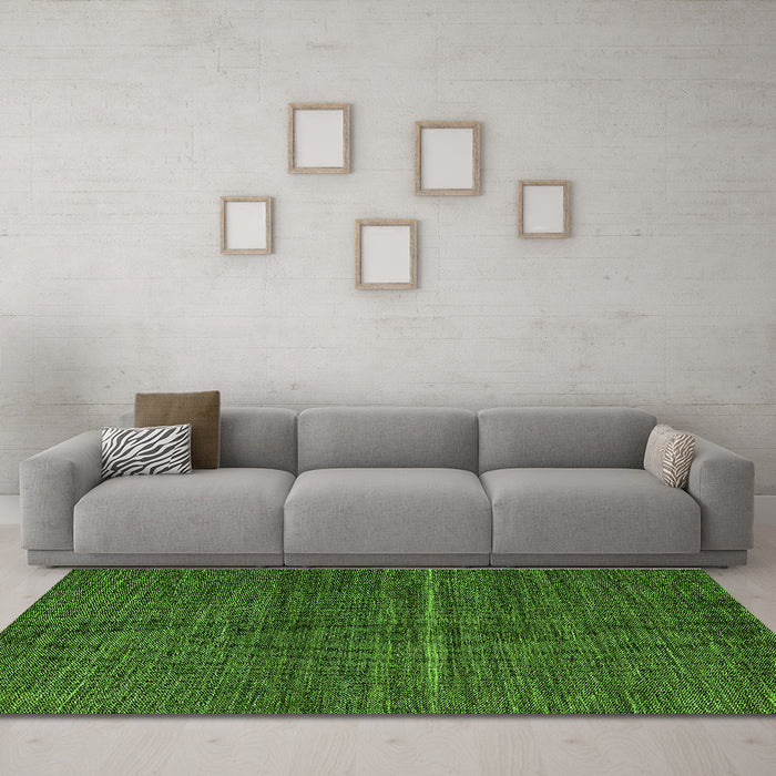 Machine Washable Abstract Green Modern Area Rugs in a Living Room,, wshabs5582grn
