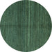 Round Abstract Turquoise Modern Rug, abs5582turq