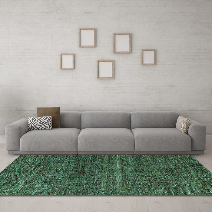 Machine Washable Abstract Turquoise Modern Area Rugs in a Living Room,, wshabs5582turq