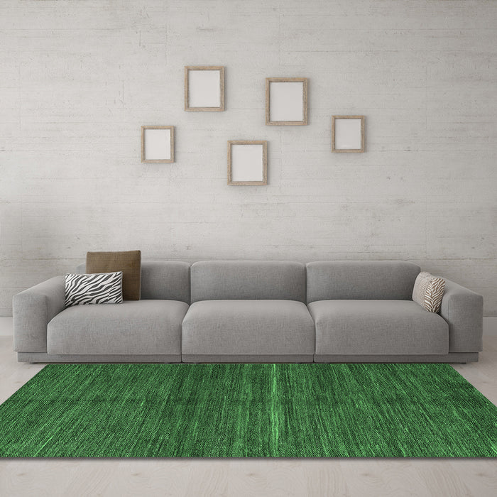Machine Washable Abstract Emerald Green Modern Area Rugs in a Living Room,, wshabs5582emgrn