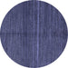 Round Abstract Blue Modern Rug, abs5582blu