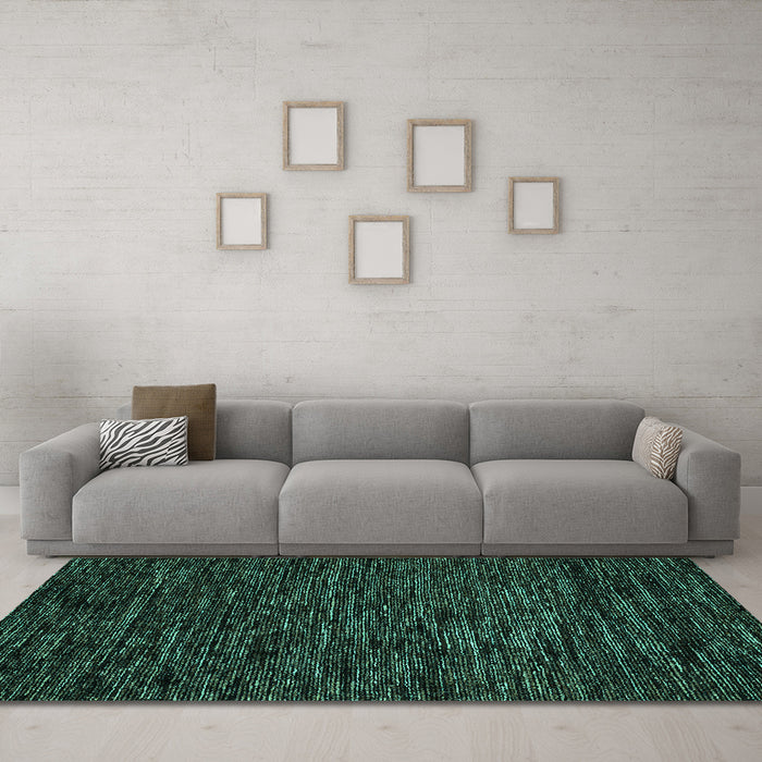 Machine Washable Abstract Turquoise Modern Area Rugs in a Living Room,, wshabs5583turq
