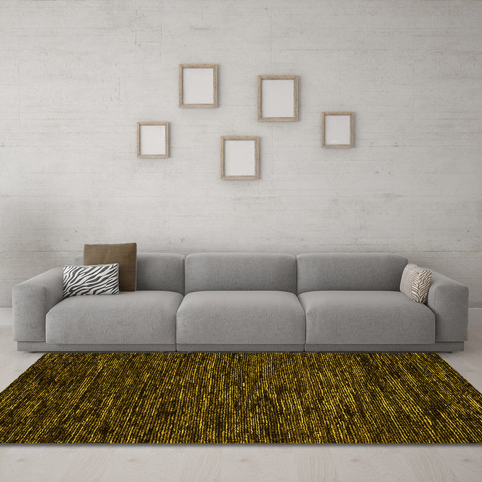 Machine Washable Abstract Yellow Modern Rug in a Living Room, wshabs5583yw