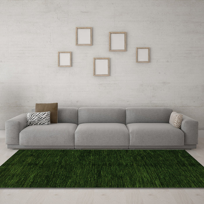 Machine Washable Abstract Green Modern Area Rugs in a Living Room,, wshabs5584grn