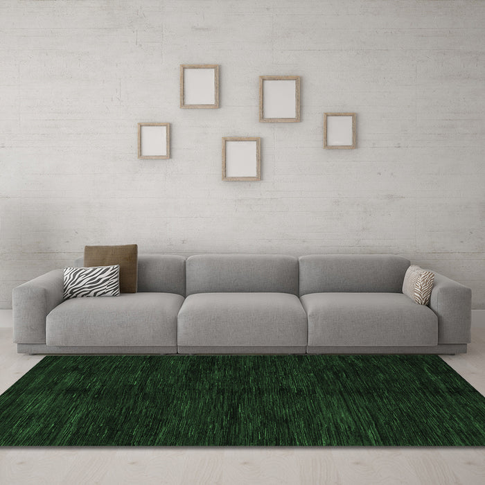 Machine Washable Abstract Emerald Green Modern Area Rugs in a Living Room,, wshabs5584emgrn