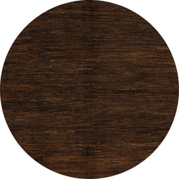 Round Machine Washable Abstract Bakers Brown Rug, wshabs5584