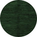 Round Machine Washable Abstract Emerald Green Modern Area Rugs, wshabs5584emgrn