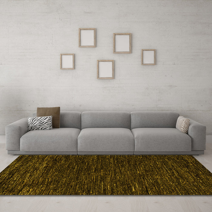 Machine Washable Abstract Yellow Modern Rug in a Living Room, wshabs5585yw