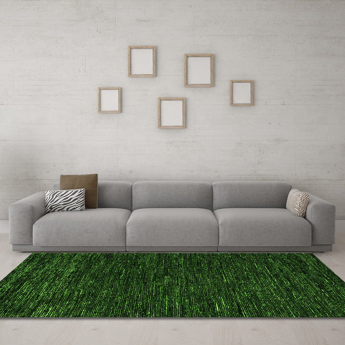 Machine Washable Abstract Green Modern Area Rugs in a Living Room,, wshabs5585grn