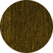 Round Abstract Yellow Modern Rug, abs5585yw