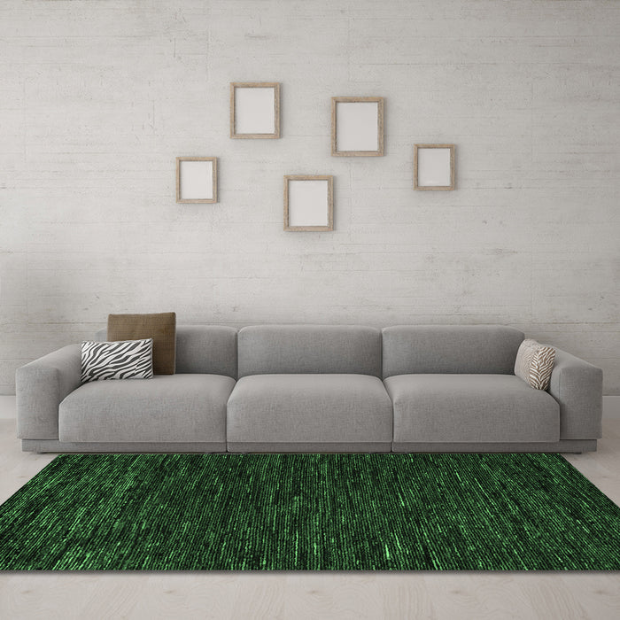 Machine Washable Abstract Emerald Green Modern Area Rugs in a Living Room,, wshabs5585emgrn