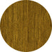 Round Abstract Yellow Modern Rug, abs5586yw