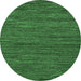 Round Machine Washable Abstract Emerald Green Modern Area Rugs, wshabs5586emgrn