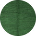 Round Machine Washable Abstract Emerald Green Modern Area Rugs, wshabs5587emgrn