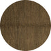 Round Abstract Brown Modern Rug, abs5587brn