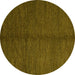 Round Abstract Yellow Modern Rug, abs5587yw