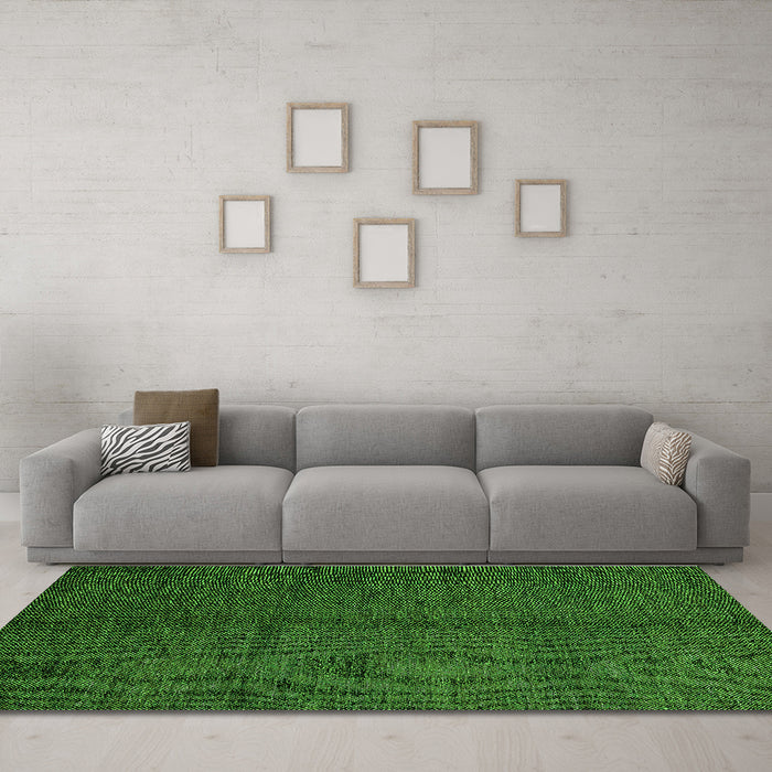 Machine Washable Abstract Green Modern Area Rugs in a Living Room,, wshabs5587grn