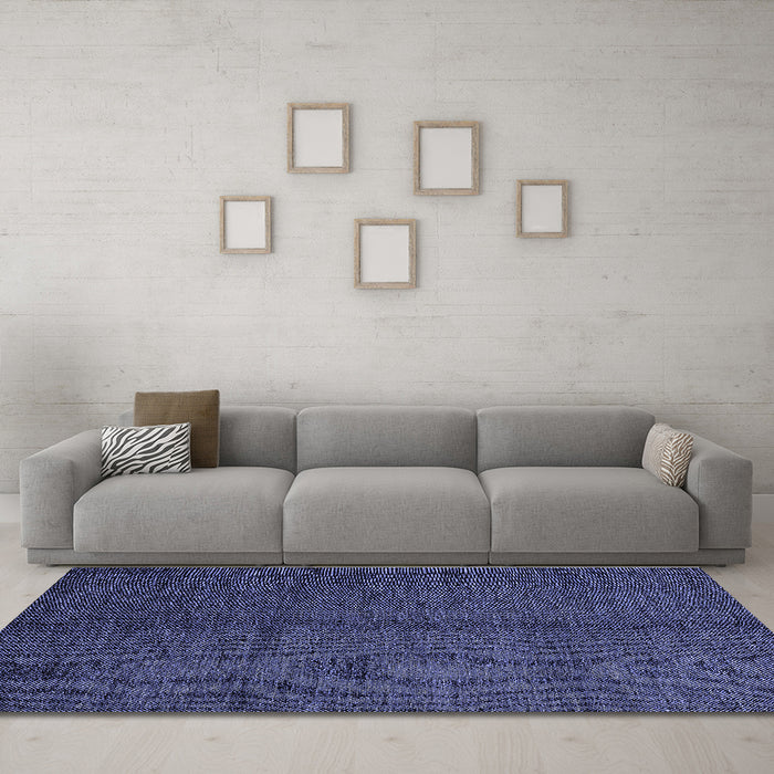 Machine Washable Abstract Blue Modern Rug in a Living Room, wshabs5587blu