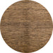 Round Machine Washable Abstract Saddle Brown Rug, wshabs5588