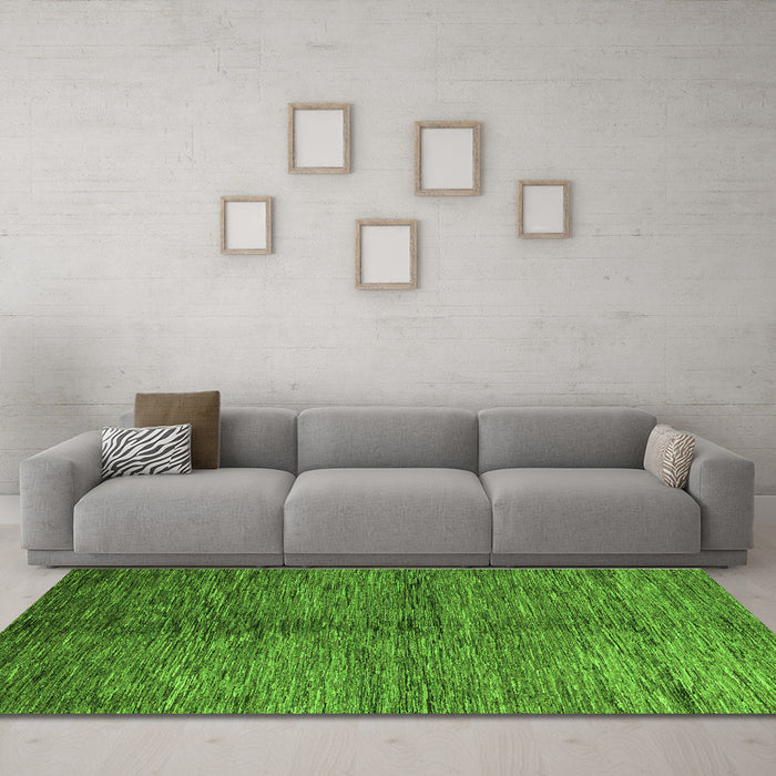 Machine Washable Abstract Green Modern Area Rugs in a Living Room,, wshabs5588grn