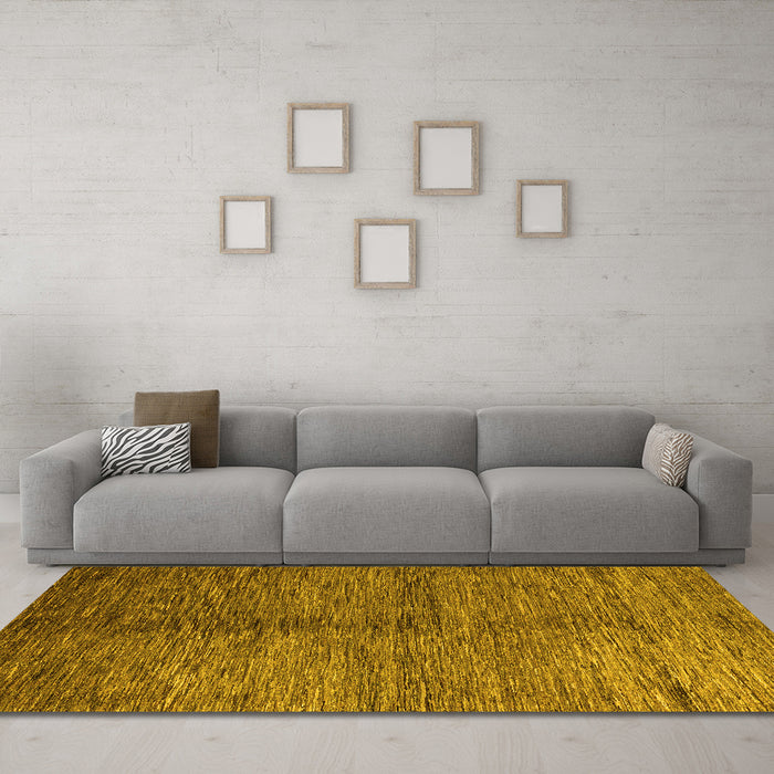 Machine Washable Abstract Yellow Modern Rug in a Living Room, wshabs5588yw