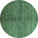 Round Abstract Turquoise Modern Rug, abs5588turq