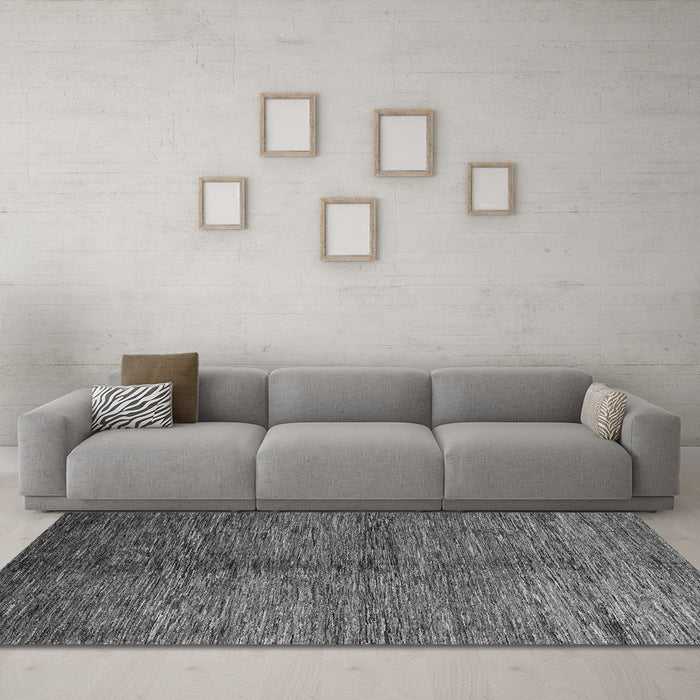 Machine Washable Abstract Gray Modern Rug in a Living Room,, wshabs5588gry