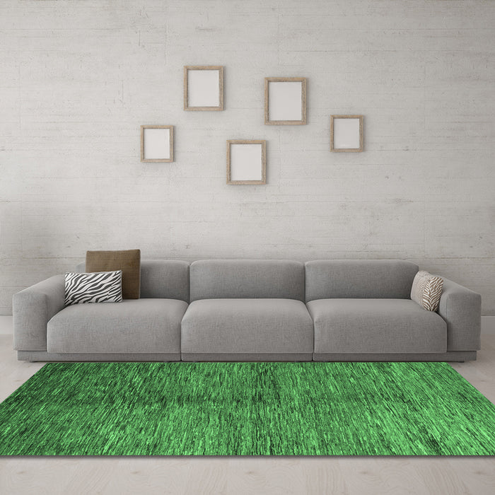 Machine Washable Abstract Emerald Green Modern Area Rugs in a Living Room,, wshabs5588emgrn