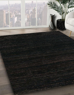 Abstract Black Modern Rug in Family Room, abs5589