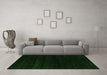 Machine Washable Abstract Green Modern Area Rugs in a Living Room,, wshabs5589grn