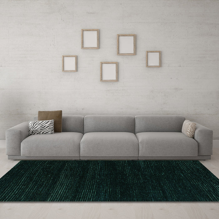 Machine Washable Abstract Turquoise Modern Area Rugs in a Living Room,, wshabs5589turq