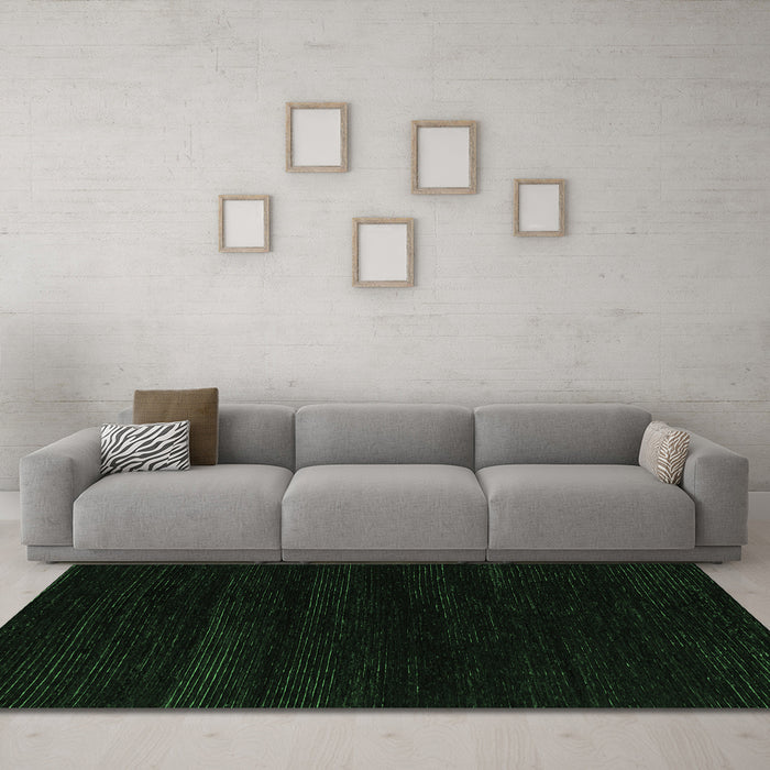Machine Washable Abstract Emerald Green Modern Area Rugs in a Living Room,, wshabs5589emgrn