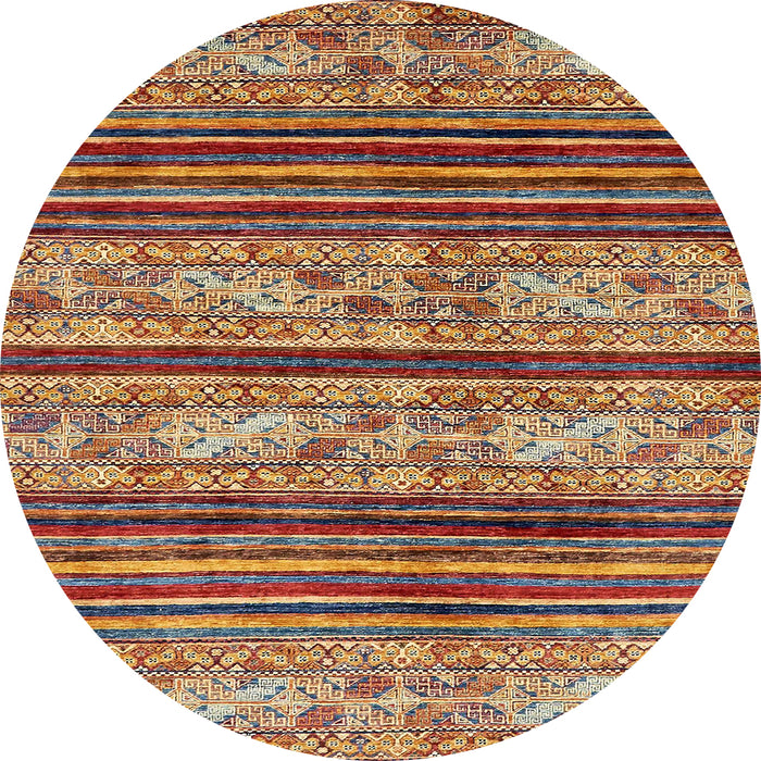 Round Abstract Brown Red Modern Rug, abs558