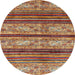 Round Abstract Brown Red Modern Rug, abs558