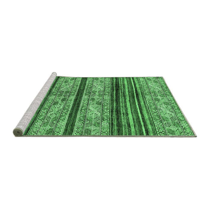 Sideview of Machine Washable Abstract Emerald Green Modern Area Rugs, wshabs558emgrn