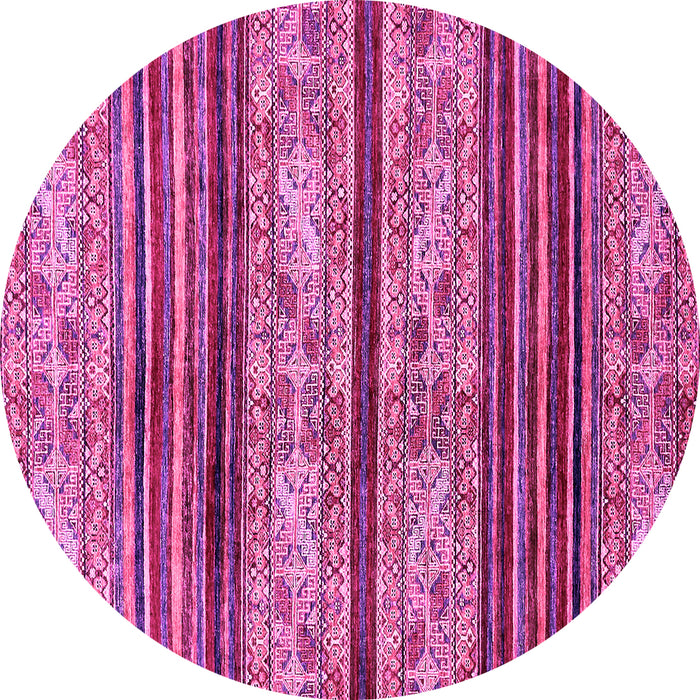 Round Machine Washable Abstract Pink Modern Rug, wshabs558pnk