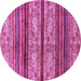 Round Machine Washable Abstract Pink Modern Rug, wshabs558pnk