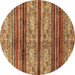 Round Abstract Brown Modern Rug, abs558brn