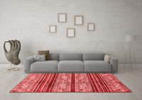 Machine Washable Abstract Red Modern Rug, wshabs558red