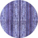 Round Abstract Blue Modern Rug, abs558blu