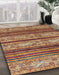 Machine Washable Abstract Brown Red Rug in a Family Room, wshabs558