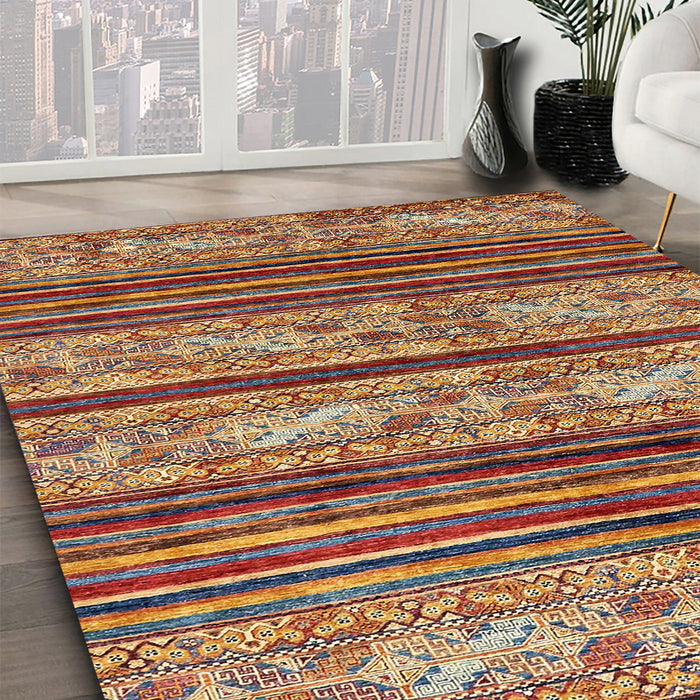 Machine Washable Abstract Brown Red Rug in a Family Room, wshabs558