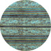 Round Abstract Light Blue Modern Rug, abs558lblu