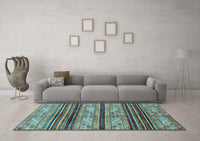 Machine Washable Abstract Light Blue Modern Rug, wshabs558lblu