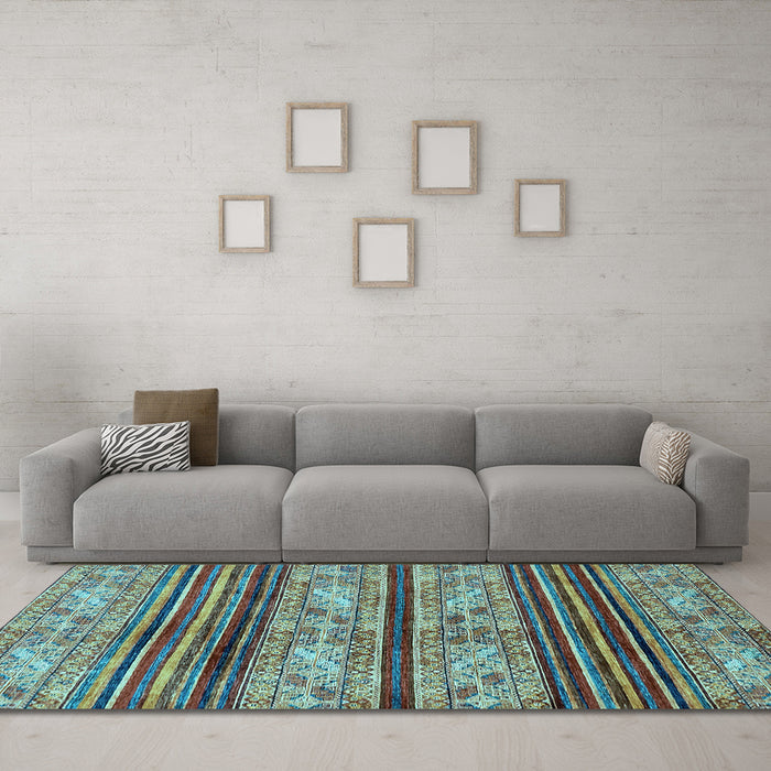 Machine Washable Abstract Light Blue Modern Rug in a Living Room, wshabs558lblu