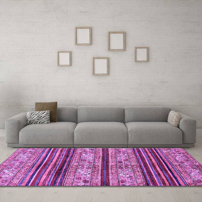 Machine Washable Abstract Purple Modern Area Rugs in a Living Room, wshabs558pur